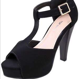 TOP Moda Women's peep Toe Platform Chunky Heel